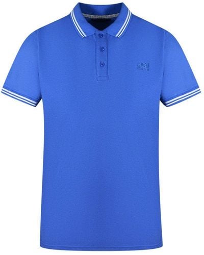 Class Roberto Cavalli Twinned Tipped Collar Blue Polo Shirt