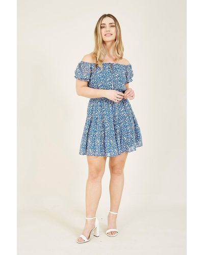 Mela Floral 'enya' Skater Dress - Blue