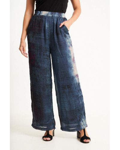 Saloos Carolina Silk Touch Trousers With Pockets - Blue
