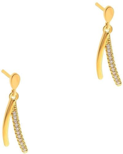 Pure Luxuries London Gift Packaged 'hobart' 18ct Yellow Gold Plated 925 Silver & Cubic Zirconia Wishbone Earrings - Metallic