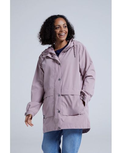 Animal Holywell Waterproof Jacket Recycled Warm Hooded Rain Coat - Purple
