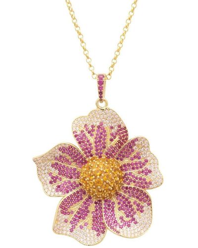 LÁTELITA London Pansy Flower Pink Necklace Gold