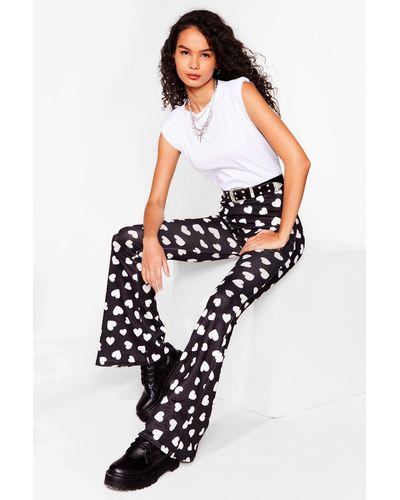 Nasty Gal Heart To Heart High-waisted Flare Trousers - Blue