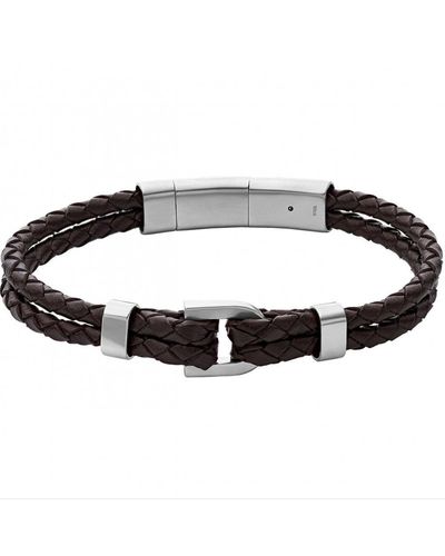 Fossil Heritage Leather Bracelet - Jf04203040 - Black