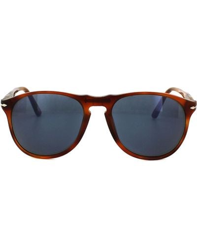 Persol Round Terria Di Siena Tortoise Blue Sunglasses