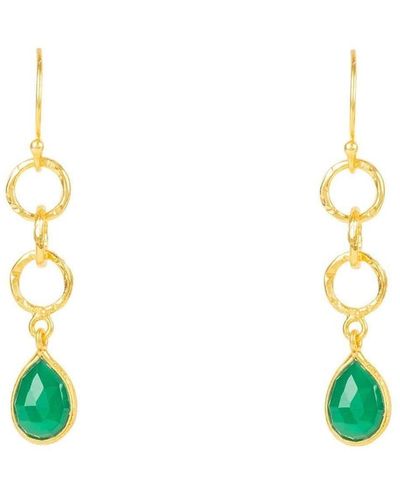 LÁTELITA London Linked Gemstone Drop Earrings Gold Green Onyx