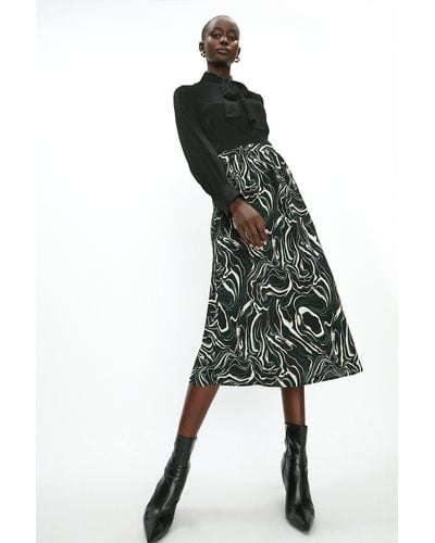 Coast Printed Midi Slip Skirt - Black