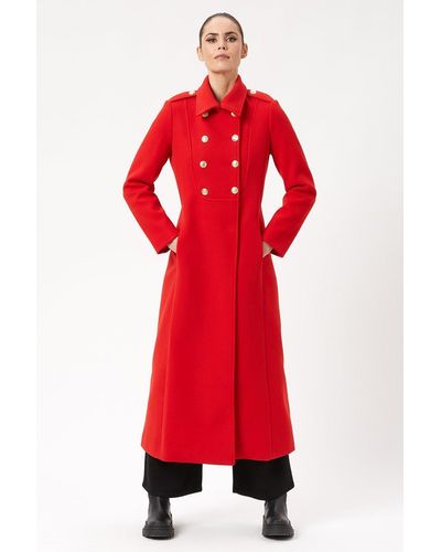 James Lakeland Military Long Coat - Red