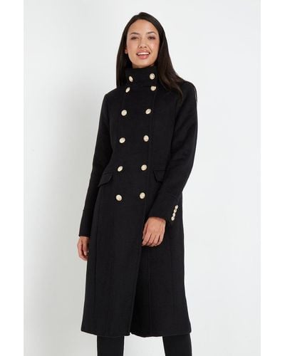 Wallis Black Military Double Breasted Coat