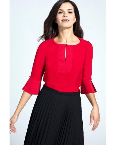 Hot Squash Crepe Top With Silky Cuffs - Red