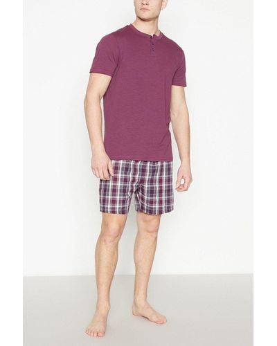 DEBENHAMS Checked Print Pyjama Set - Purple