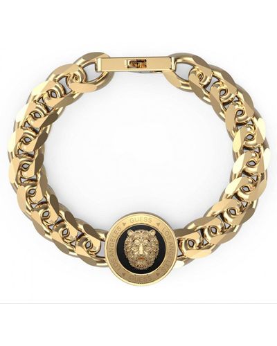Guess Lion King Coin Charm Gold Tone Bracelet - Umb01314ygbkl - Metallic