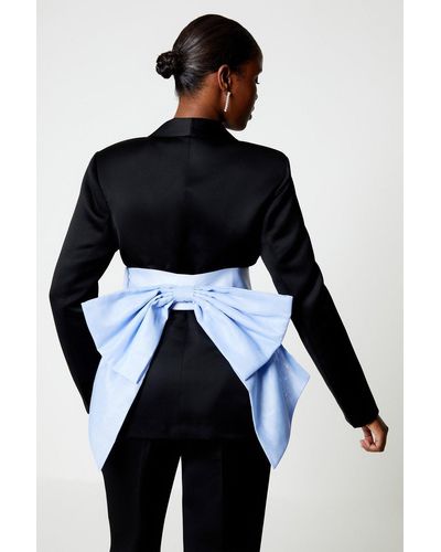 Coast Contrast Belt Bow Back Blazer - Blue