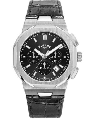Rotary Regent Stainless Steel Classic Analogue Quartz Watch - Gs05450/65 - Black