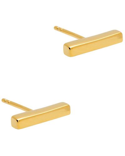 Pure Luxuries Gift Packaged 18ct Yellow Gold Plated 925 Silver Bar Stud Earrings - Metallic