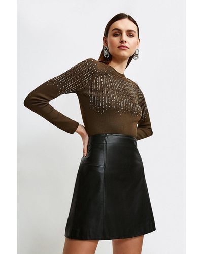 Karen Millen Embellished Knitted Jumper - Black