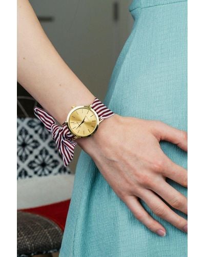 The Colourful Aura Brown Changeable Stripe Cloth Women Bracelet Wristwatch