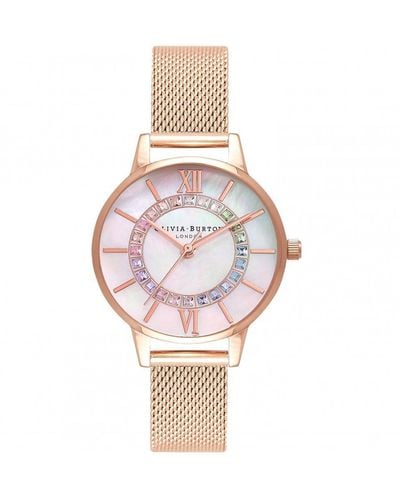 Olivia Burton Wonderland Stainless Steel Fashion Analogue Quartz Watch - Ob16wd95 - Pink