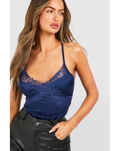 Boohoo Lace Detail Cami Top - Blue
