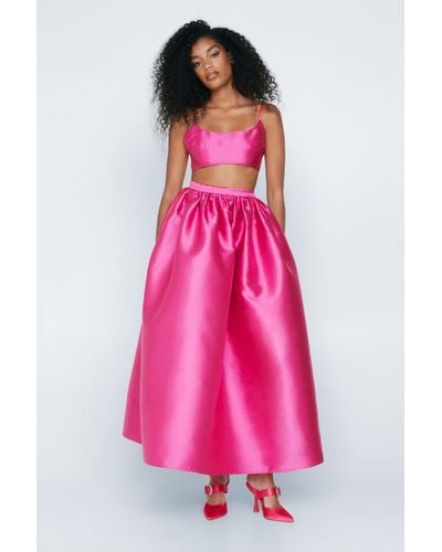 Nasty Gal Premium Satin Structured Maxi Skirt - Pink