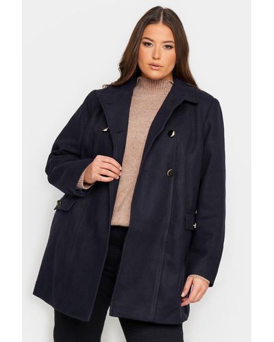 Yours Collared Formal Coat - Blue