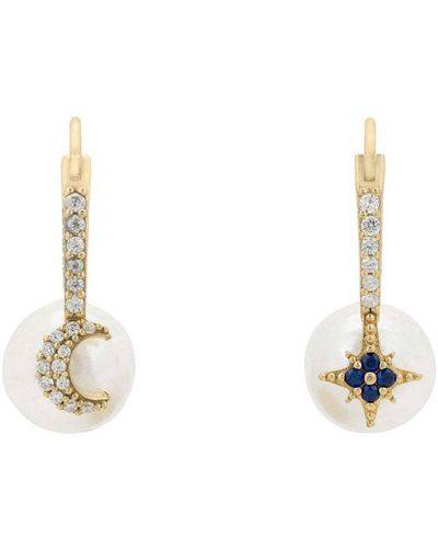 LÁTELITA London Pearl Moon & Star Earrings Gold - White