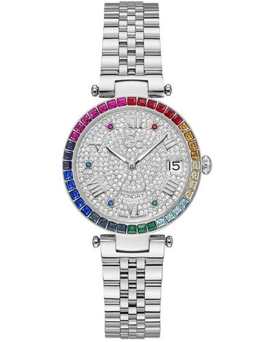 Gc Flair Crystal Stainless Steel Luxury Analogue Watch - Z01012l1mf - Metallic
