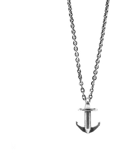 Anchor and Crew Mini Anchor Signature Silver Necklace Pendant - Metallic