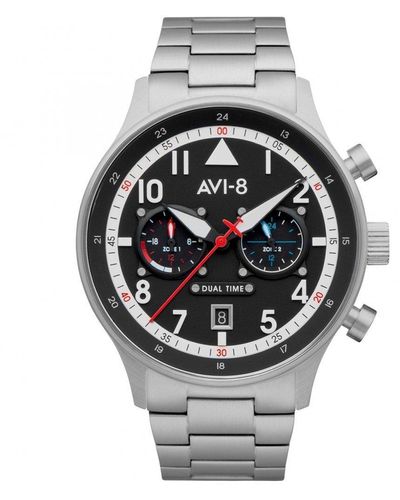 AVI-8 Stainless Steel Classic Analogue Quartz Watch - Av-4088-11 - Grey