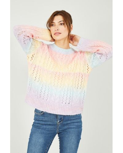 Mela Rainbow Knitted Jumper - White