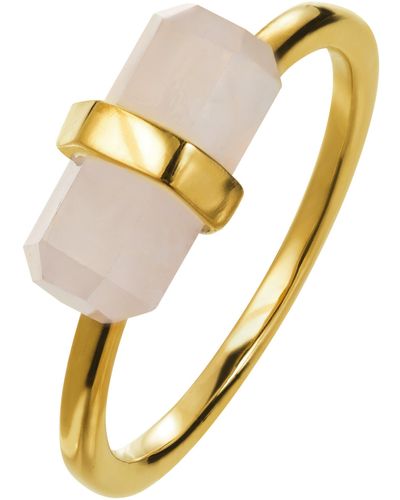 The Fine Collective Gold Plated Sterling Silver Rose Quartz Ring - Metallic