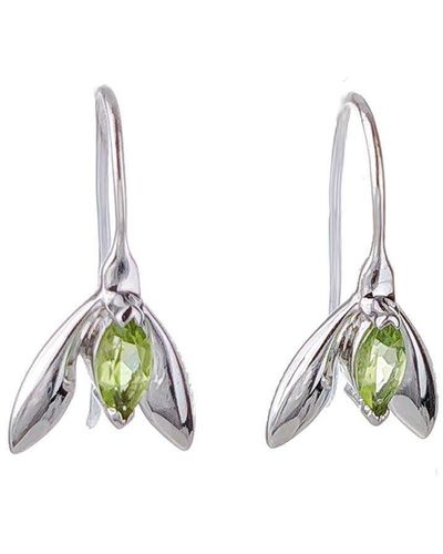 Ojewellery Peridot Snowdrop Dangle Earrings - Metallic