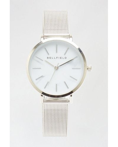 Dorothy Perkins Silver Mesh And Marble Watch - White