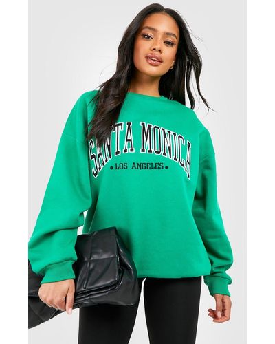 Boohoo Santa Monica Applique Oversized Sweatshirt - Green