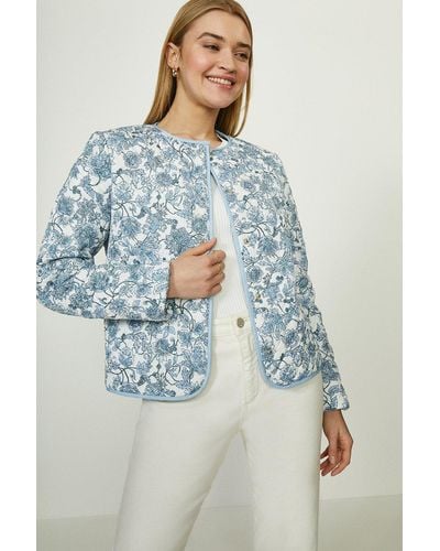 Coast Printed Quilted Liner Jacket - Blue