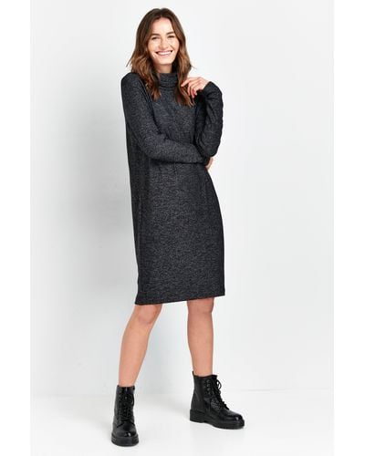 Wallis Charcoal Roll Neck Knitted Dress - Black
