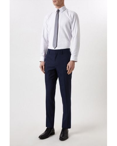 Burton Plus And Tall Tailored Fit Navy Marl Suit Trousers - White