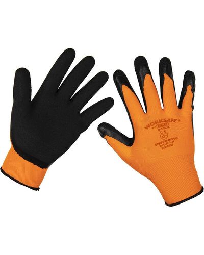 Loops Pair Latex Coated Foam Gloves - Large - Improved Grip Lightweight Safety - Black