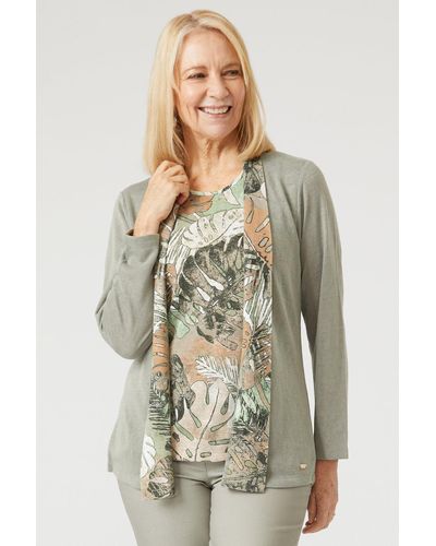 Tigi Marina Inner Leaf Mock Cardi Top - Green