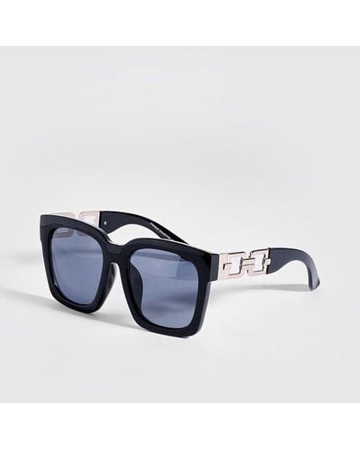 Boohoo Oversized Black Thick Rim Sunglasses - Blue