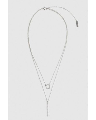 Oasis Double Chain Drop Necklace - White