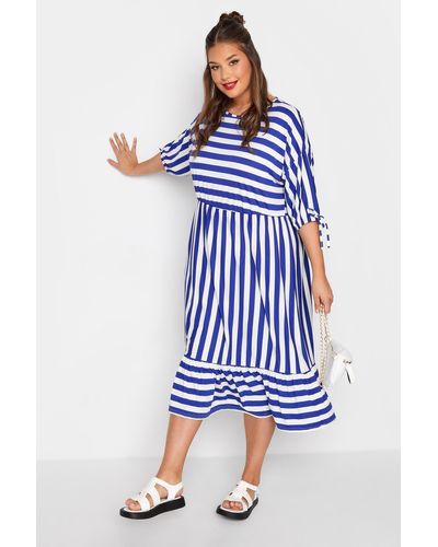 Yours Printed Smock Midaxi Dress - Blue