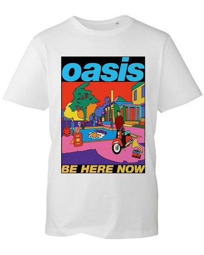 Oasis Be Here Now Illustration Cotton T-shirt - White