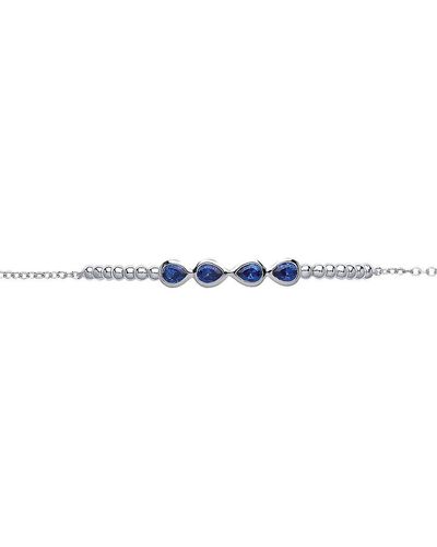 Jewelco London Silver Blue Pear Cz Bubble Teardrop Tennis Bracelet