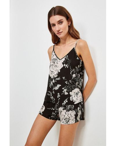 Karen Millen Floral Nightwear Cami - Black