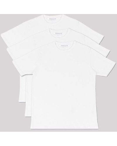 Jameson Carter 'element' 3-pack Cotton Plain T-shirts With Rear Rubber Print - White