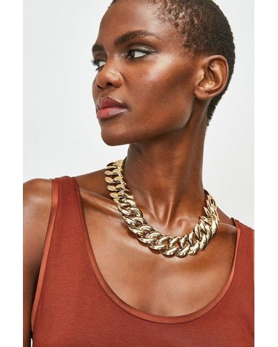 Karen Millen Gold Plated Chunky Necklace - Brown
