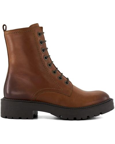 Dune 'press' Leather Lace Up Boots - Brown