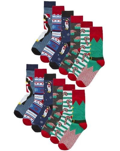 Sock Snob 12 Pair Multipack Christmas Socks - Breathable Cotton Novelty Socks - White