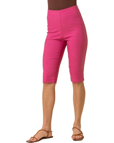 Roman Knee Length Stretch Shorts - Pink
